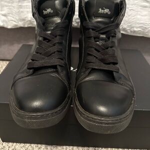 Coach Sneakers Mens 9.5 C204 High Top Black Leather Lace Up Casual Shoes